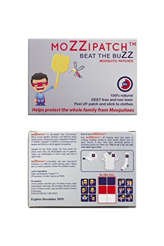 MoZZipatch Mosquito Repellent Patch, 100% Natural, Citrepel, Attach Directly to Clothing or Nearby Objects, Mosquito Protection for Kids and Adults, 12 pack