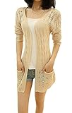 MuMuJia Womens Spring Thin Knit Long Sleeve Cardigan Sweater