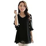 Froomer Korean Women's Loose Candy Color Chiffon Blouse Casual Long Sleeve Shirt