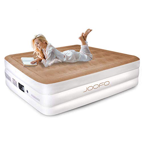 NXONE Joofo Air Mattress Queen,Breathability and Comfort Double HIGH Raised Inflatable Airbed with Upgraded Built-in Pump for Guests,Kids,Camping& 3-Year Guarantee Bed Height 18" (Queen)