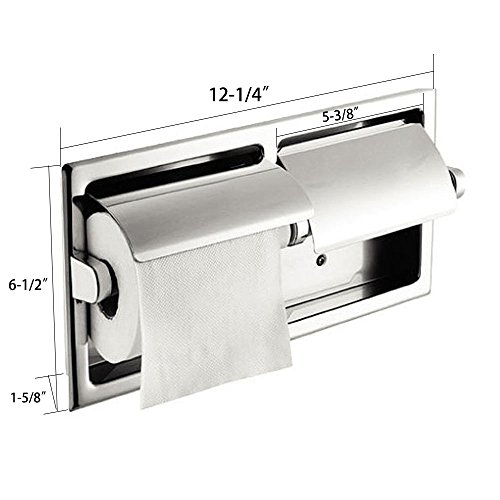 LUANT Recessed Double Roll Toilet Paper Holder for Bathroom Storage, Stainless Steel, Polished Chrome - Thumbnail 5