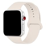 Yaber Soft Silicone Replacement Sport Band for Apple Watch 38mm All Models S/M (38MM-Antique White)