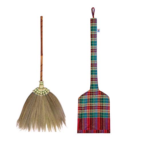 Natural Grass Broom Vintage Retro Made in Thailand, Handmade Broom