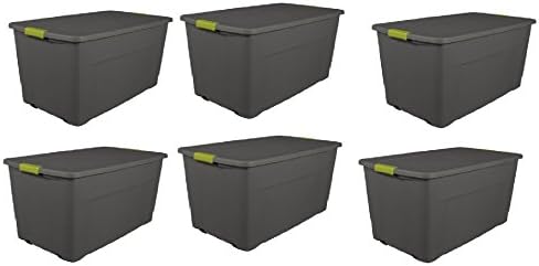Sterilite 45 Gal. Wheeled Latch Tote | Easy Transportation of Heavy loads (6-Pack)