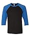 Bella + Canvas Unisex 3/4-Sleeve Baseball T-Shirt L BLACK/ TRUE ROYL