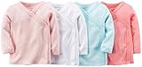 Carter's Baby Girls' 4 Pack Pointelle Side Snap Tees (Baby)