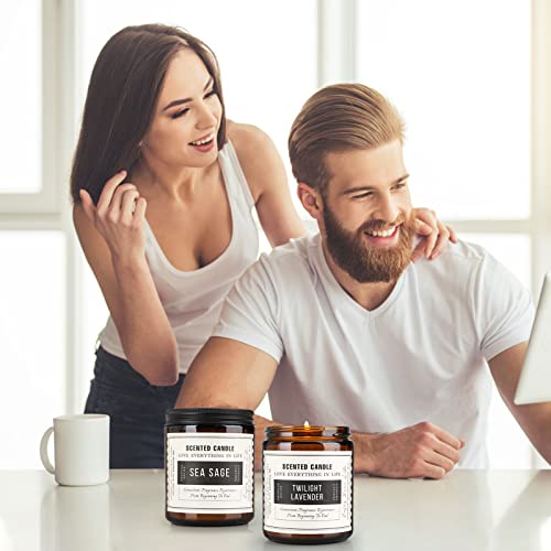 Christmas Candles for Home Scented - 7.1Oz Candles Gifts Set for Women, Lavender + Sage Aromatherapy Candles Soy Wax Jar Candles Set, Birthday Yoga Mothers Candle Gift Set（2 Packs）