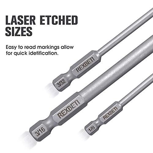 REXBETI 12 Piece Hex Head Allen Wrench Screwdriver Bit Set, 1/4 Inch