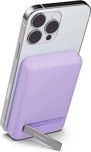 Belkin MagSafe対応 ワイヤレスモバイルバッテリー 5000mAh 最大7.5W キックスタンド付き パープル