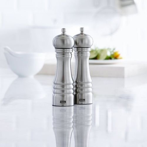 Trudeau Professional Stainless Steel 8 inch Pepper Mill/Salt Mill Set
