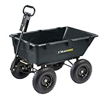 Gorilla Carts GOR866D Heavy-Duty Garden Poly Dump Cart with 2-In-1 Convertible Handle, 1,200-Pound Capacity, 40-Inch by 25-Inch Bed, Black Finish