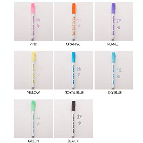 Gift Card Writing & Drawing Double Line Outline Pen,Creative Art Marker 8 Color Double Line Pen Light Color Fluorescent Marker crafts supplies stationery - Thumbnail 4