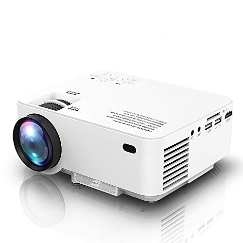2019 Newest, Mini Projector 1080P Supported, 2600 Lumens HD Video Projector with 176” Projector Size, 50000 Hours Lamp Lifetime, Compatible with TV Stick, HDMI, AV, USB for Home Theater, Movie