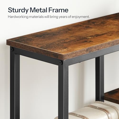 HOOBRO Narrow Console Table with Storage, 75cm Entryway Table with 4 Tier Storage Shelf, Industrial Hallway Table with Metal Frame, Sofa Table for Hallway, Living Room,Bedroom, Rustic Brown EBF79XG01