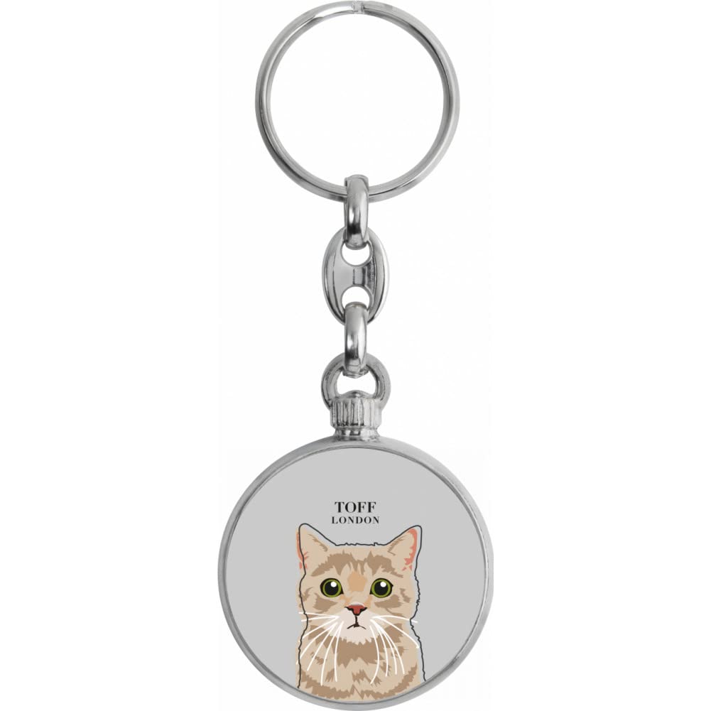Toff London Beige Tabby Cat Head Keyring