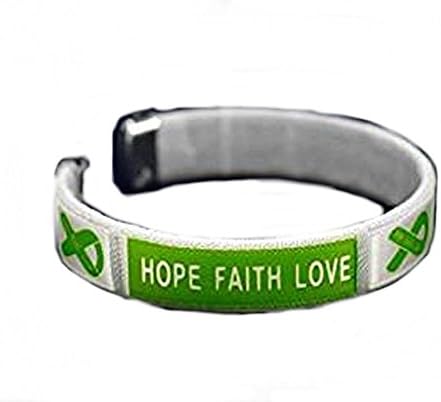 Cerebral Palsy/Bipolar Disorder/Liver Cancer Awareness Green Ribbon Bangle Bracelet