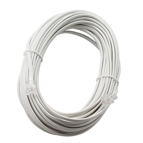 ZRM&E 6P2C RJ11 Telephone Line ADSL Connecting Wire With 6P2C Connectors Phone Accessories Cable 2-Core Copper Flat Telecommunication Cable White 10M