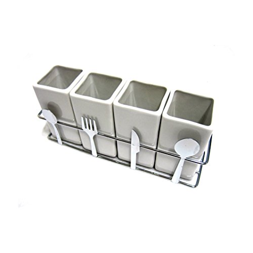 4 Compartments Ceramic Cutlery Organizer Holder Fork Spoon Knife