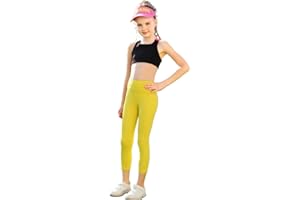 Ymzia Girls Yoga Leggings Girls Athletic Leggings Training Bras Set Kids Gym Crop Tank Top Activewear set for 5-13Years