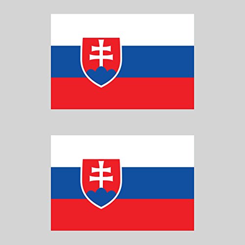 Two Pack Slovak Flag Sticker FA Graphix Decal Self Adhesive Vinyl Slovakia SVK SK