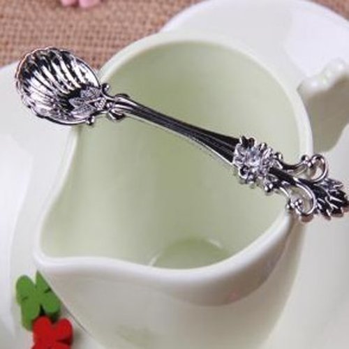 Silver Retro Vintage Palace Style Decorative Coffee Tea Spoon Scoop Crown