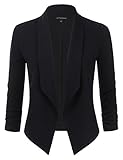 JJ Perfection Women's Textured Open-Front Collar Blazer With Ruched Elbow Sleeve