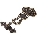 Dophee 1Pc 63x47mm Retro Antique Bronze Heart Hasp Lock Latch Clasp with Screws for Drawer Cabinet Jewelry Case Box Chest