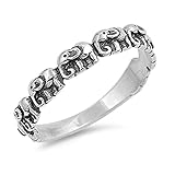 Elephant Small Ring New .925 Sterling Silver Stackable Band Size 8 (RNG15473-8)
