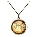 Top Plaza Retro Classic Antique Bronze Fob Pocket Watch Rotatable Hemisphere World Map Vintage Pendant Necklace Analog Quartz Watch with Chain