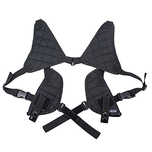 Depring Tactical Double Draw Shoulder Holster Concealed Every Day Carry Dual Pistol Holster Fully Adjustable Under Arm Horizontal Handgun Carrier fits Most Handguns