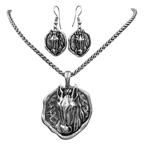Horse Western Theme Necklace & Earring Set