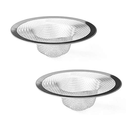 Shower Hair Drain Catcher, Stainless Steel Hair Catcher for Sink Bathroom Tub Drain Hair Catcher 2 Pcs by Lechay (4.33 inch 2pcs)