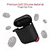 Silicone Cover for Apple AirPods 2 / 1 Charging Case, Crash Scratch Resistant Silicon Skin with Keychain for Air Pods Earbuds Case (Black)