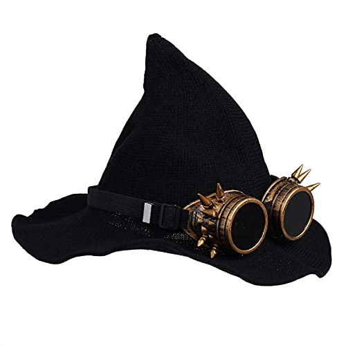 COSDREAMER Women Witch Hat Wool Knit Cap for Halloween Christmas Costume Party (Black 1) — image 1