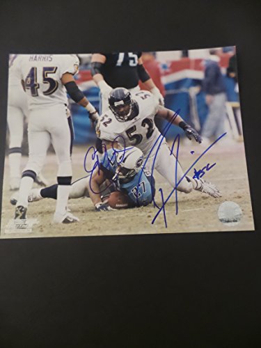 Ray Lewis and Eddie George Signed Baltimore Ravens and Tennessee Titans Autographed 8x10 Photograph