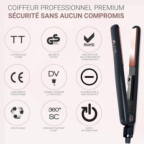 Golden Curl Professional Hair Straightener – 5 Years of Tranquility – 2 in 1 Hair Straightener and Curler – Hair Straightener for Straightening and Curling (Rose Gold)