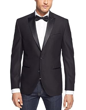 Kenneth Cole Slim Black Textured Peak Lapels Two Button New Men's Sport Coat (42 Long)