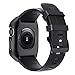 OXWALLEN Protection Stellar Series for Apple Watch Band with Case 42mm Series 3, Liquid Silicone Straps with Protective Bumper Cover for iWatch 3 42mm Men Women - Black
