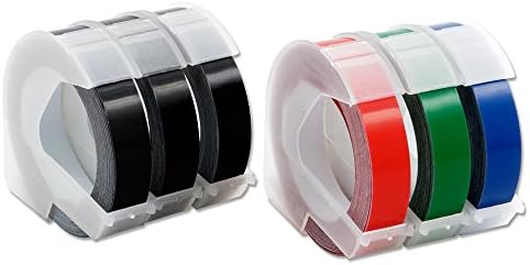 Embossing Tape for DYMO 3D Plastic Embossing Labels, Self-Adhesive,3/8-inch x 9.8-feet,6-Roll Pack