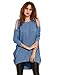 Verdusa Women's Cold Shoulder Long Sleeve T-Shirt Tops High Low Casual Loose Dress Blue M