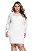 Cfanny Women's Lace Nude Illusion See Through Sleeves Bodycon Dress,White,Small