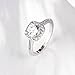 LAMDO 18K White Gold Plated CZ Crystal Square Simulated Diamond Engagement Ring Promise Rings for Women(Size 6)