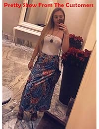Rainlover falda larga con estampado floral bohemio para dama