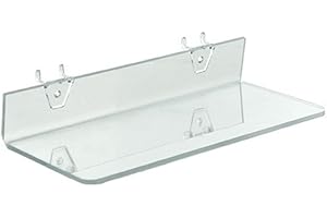 Azar Displays 556017 Clear Acrylic Shelf for Pegboard or Slatwall (4 Pack), 13.5" W x 4"D