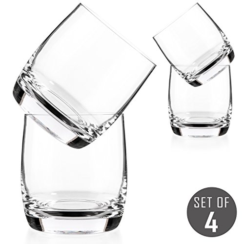 Luxbe - Scotch & Whiskey 10.1-ounce Glasses, Set of 4-100% Hand Blown Lead-free Crystal - Barware Old Fashioned Cocktail Glass Cups -Elegant, Liquor or Bourbon Tumblers
