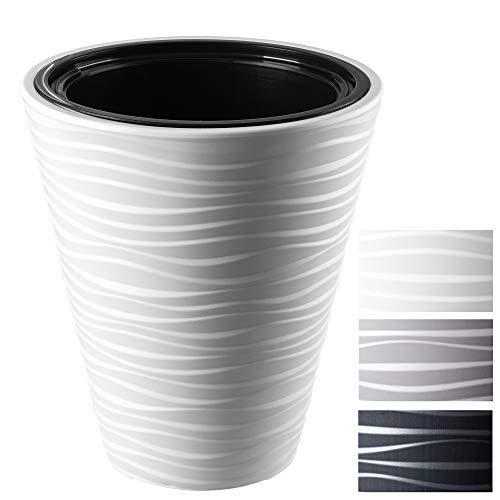 KADAX Blumentopf, Blumenkübel, runder Pflanzkübel für Innen- und Außenbereiche, wetterfester Pflanztopf aus Kunststoff, Übertopf für Blumen, Haus, Garten, Balkon (Ø 40 cm, weiß)