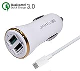 [Quick Charge 3.0] Rapid Fast Car Charger for Samsung Galaxy S6 S7 Note 4 5 Edge Plus Active,LG V10 G4 G Flex 2,HTC One M9 A9,Nexus 6,Sony,Moto,ASUS Phone (3.3ft Micro USB Cable Included)