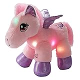 Wewill 30 Minute Timer LED Stuffed Animal Baby Pegasus the Unicorn, 11 inch, Pink