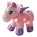 WEWILL LED Baby Pegasus Stuffed Animal Unicorn Soft Plush Toys Glow in Dark, Gift for Girls, Boys, 30 min auto-Off, 11 inch, Pink