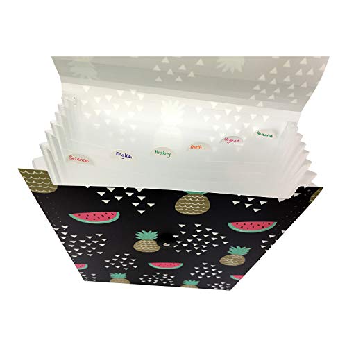 Vertical Expandable File Folder, Expanding File Folder Cute Accordion Folder 7 Pocket Expanding File with Tabs and Report Covers (Black) - Thumbnail 3